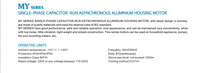 50Hz 0.55KW 0.75HP 1440rpm Tek Fazlı Kondensat&ouml;r-Başlatma &Ccedil;alışma Asinkron İnd&uuml;ksiyon Motoru 220V/230V AC Voltaj 60Hz Frekans Belirlenmiş G&uuml;&ccedil; 5