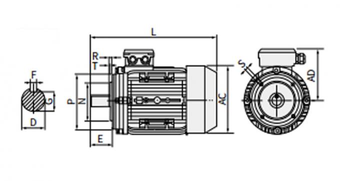 Su geçirmez 220V AC Voltaj Asynchron Motor 60Hz B35 Ticari Kahve Makinesi için Flange Boyutu 0.09HP / 0.06KW 10